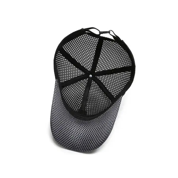 Mesh Baseball Cap Polyester Dad Hat Outdoor Fishing Protection - light grey