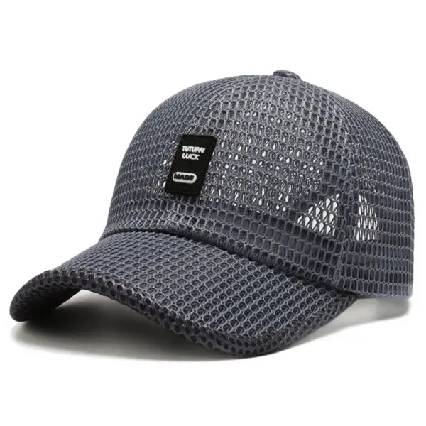 Mesh Baseball Cap Polyester Dad Hat Outdoor Fishing Protection - light grey