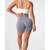 Nvgtn Seamless Pro spandex shorts in gray high-waisted fitted silhouette