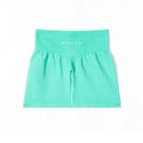 Nvgtn Seamless Pro Spandex Shorts in mint green with wide elastic waistband