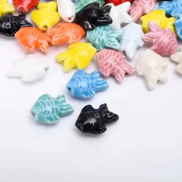 Ocean Fish Mix Color Ceramic Beads for Creative Jewelry Making - Himpall