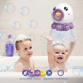 Purple and white octopus bath toy with fun fountain water play features