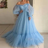 Off Shoulder Bridal Gown in Romantic Tulle for a Dreamy Choice - Himpall