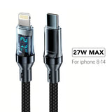 OOZCC LCD Watt Display Cable Max 120W Super Fast Charging USB Type C Cable Data Transfer USB A to Lightning