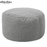 Premium Linen Bean Bag Chair with Filling - Round Pouf Ottoman & Footstool for Relaxing Lounge Decor