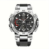 Sports Electronic Men Watch PU Band Battery Included - Silvery / China Mainland