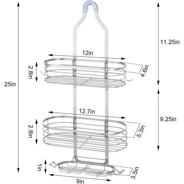 Over Shower Head Caddy - Rustproof Organizer with Hooks & Soap Holder - United States