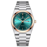PAAZOMU Luxury Quartz Sport Men Watches Stainless Steel Wristwatch - M930 RoseGold Green