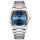 PAAZOMU Luxury Quartz Sport Men Watches Stainless Steel Wristwatch - M930 RoseGold Blue