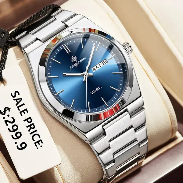 PAAZOMU Luxury Quartz Sport Men Watches Stainless Steel Wristwatch