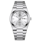 PAAZOMU Luxury Quartz Sport Men Watches Stainless Steel Wristwatch - M930 Silver White