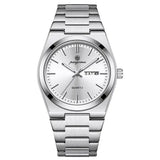 PAAZOMU Luxury Quartz Sport Men Watches Stainless Steel Wristwatch - M930 Silver White