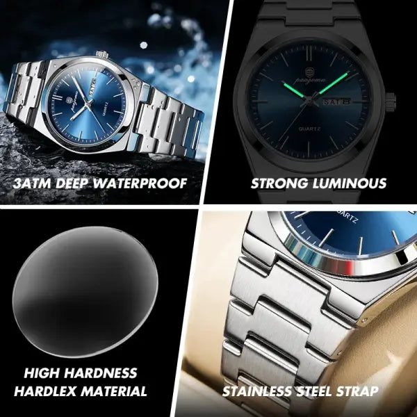PAAZOMU Luxury Quartz Sport Men Watches Stainless Steel Wristwatch