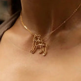 PawsPersona Custom Frenchie Necklace with Gold Boston Terrier Pendant
