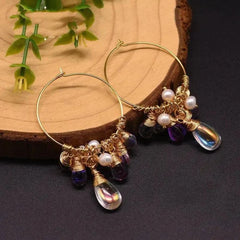 Pearl Czech Crystal Earrings with Natural Freshwater Pearls - Himpall
