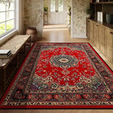 Persian Red Carpet Machine Washable 3D Printed Anti-slip Rug