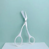 Pink Eyebrow Trimming Scissors with Built-in Comb Precision Tool - WHITE