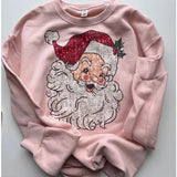 Pink Vintage Santa Crewneck Retro Christmas Sweatshirt