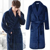 Men’s Plus Size Thick Flannel Robe – Luxury Coral Fleece Winter Bathrobe Extra Warm Kimono Lounge Gown Big & Tall Soft