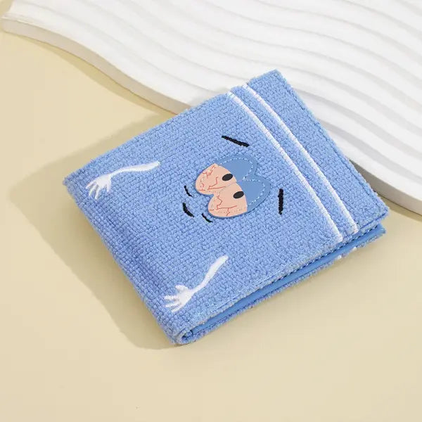 Plush Cartoon Wallet with Fuzzy Surface and Zip Closure - Beige