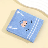 Plush Cartoon Wallet with Fuzzy Surface and Zip Closure - Beige