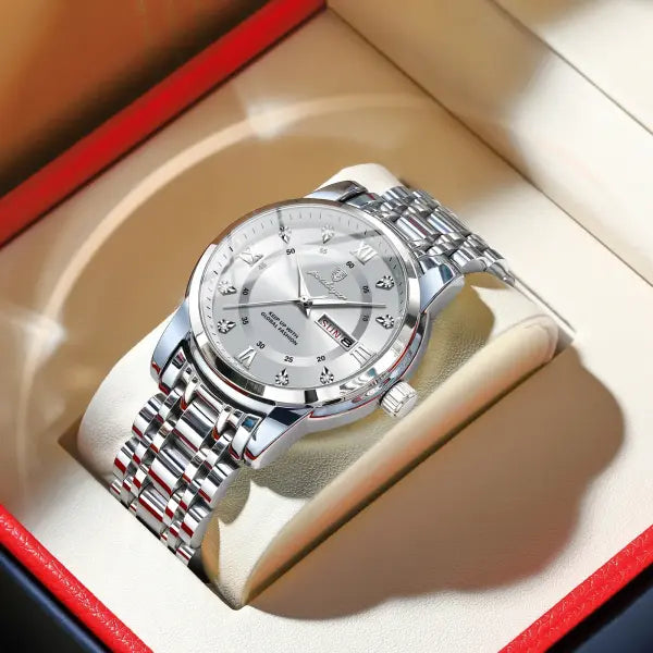 Poedagar Luxury Trendy Man Wristwatch Waterproof Stainless Steel Date - 936 Silver White