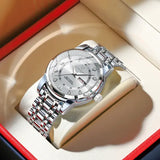 Poedagar Luxury Trendy Man Wristwatch Waterproof Stainless Steel Date - 936 Silver White