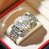 Poedagar Luxury Trendy Man Wristwatch Waterproof Stainless Steel Date - 936 Gold White