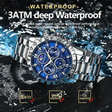 Poedagar luxury stainless steel chronograph watch for sports style