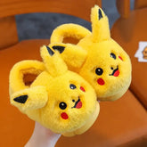 Pokemon Anime Pikachu Autumn/Winter Children’S Cute Flat Plush Slippers Soft Sole Non-Slip Warm Indoor Home Cotton