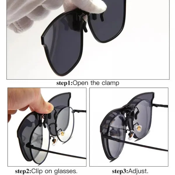 Polarized Sunglasses Clip On for Men (Square) – Night Vision Driving