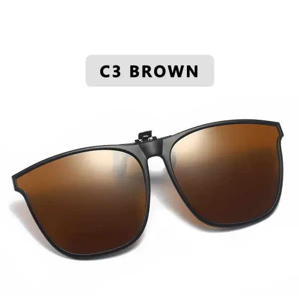 Polarized Sunglasses Clip On for Men (Square) – Night Vision Driving - C3 / Polarized