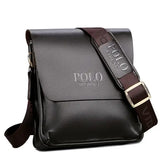 Polo Vertical Shoulder Bag Synthetic Leather Trendy Business Crossbody - Brown