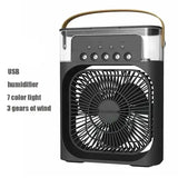 Portable Air Cooler Fan LED Compact 3-in-1 Humidifier for Home Office - black