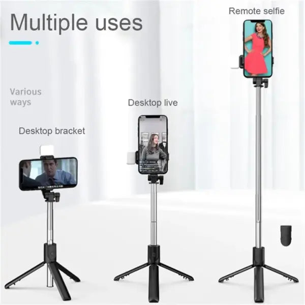 Bluetooth Selfie Stick Tripod for Unisex (Stainless Steel) – Travel