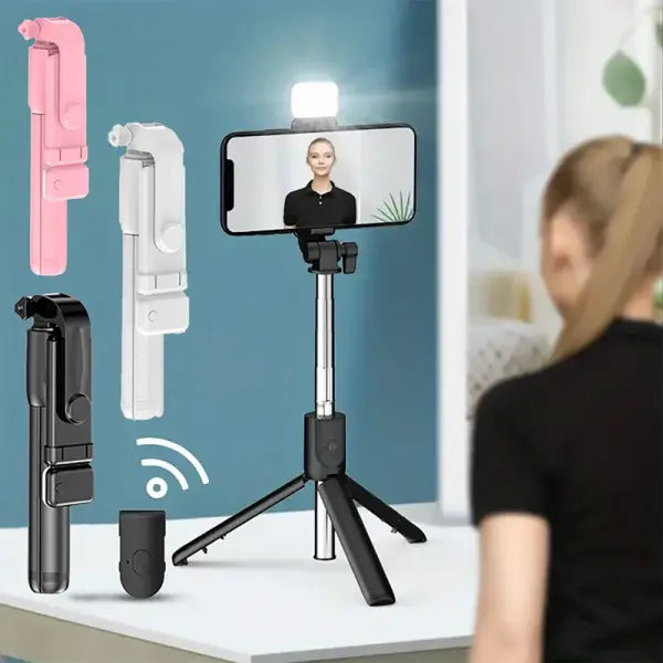 Bluetooth Selfie Stick Tripod for Unisex (Stainless Steel) – Travel