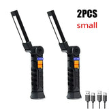 Portable COB LED Flashlight USB Rechargeable Work Light Magnetic Lanterna Hanging Lamp with Built-in Battery Camping