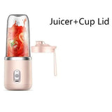 Portable Juicer for On-the-Go Blending with 6-Blade Travel Design - Pink juicer lid
