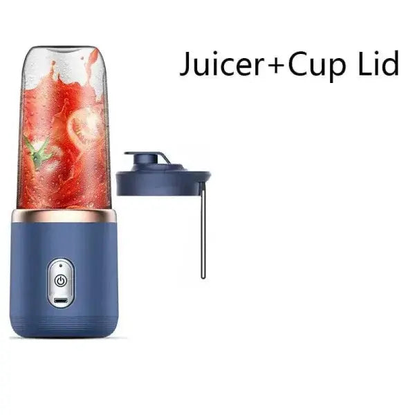 Portable Juicer for On-the-Go Blending with 6-Blade Travel Design - Blue juicer lid