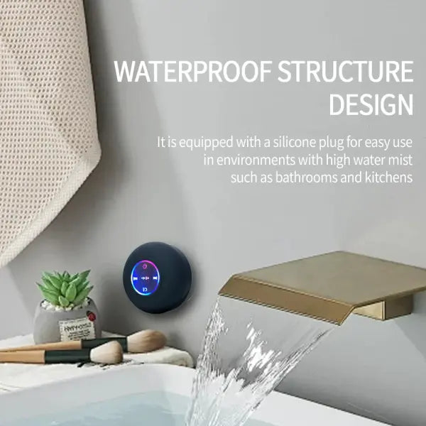 Portable Wireless Bluetooth Speaker with Suction Cup for Unisex - Black