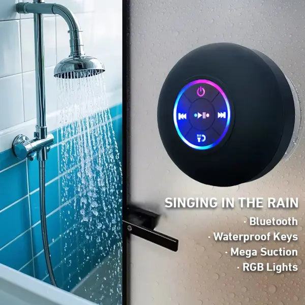 Portable Wireless Bluetooth Speaker with Suction Cup for Unisex - Black