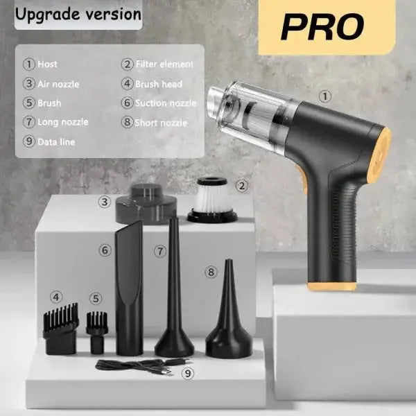 Powerful wireless handheld rechargeable car vacuum cleaner with attachments