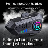 Black motorcycle helmet Bluetooth headset with RGB lighting