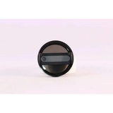 Black plastic knob with gray line on premium stainless steel vacuum coffee cup