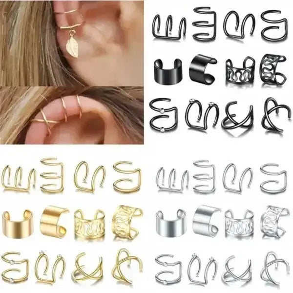 Punk Rock Clip-On Ear Cuffs for No Piercing Fashion Jewelry - Himpall