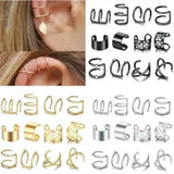 Punk Rock Clip-On Ear Cuffs for No Piercing Fashion Jewelry