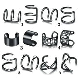 Punk Rock Clip-On Ear Cuffs for No Piercing Fashion Jewelry - e122hei