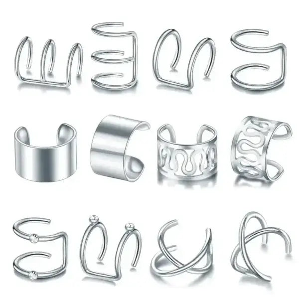 Punk Rock Clip-On Ear Cuffs for No Piercing Fashion Jewelry - e122yin