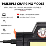 Rechargeable COB LED USB Headlamp ABS Waterproof Fishing Head Torch - TD02