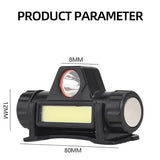 Rechargeable COB LED USB Headlamp ABS Waterproof Fishing Head Torch - TD02